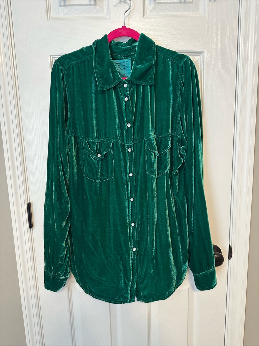 Pete and Greta Emerald Velvet Button-Down Shirt